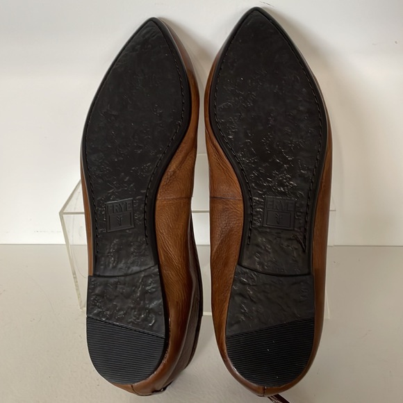 Frye Leather Ballet Flats Women’s Size 8 Medium Regina Cognac Brown Pointed Toe - Picture 4 of 11